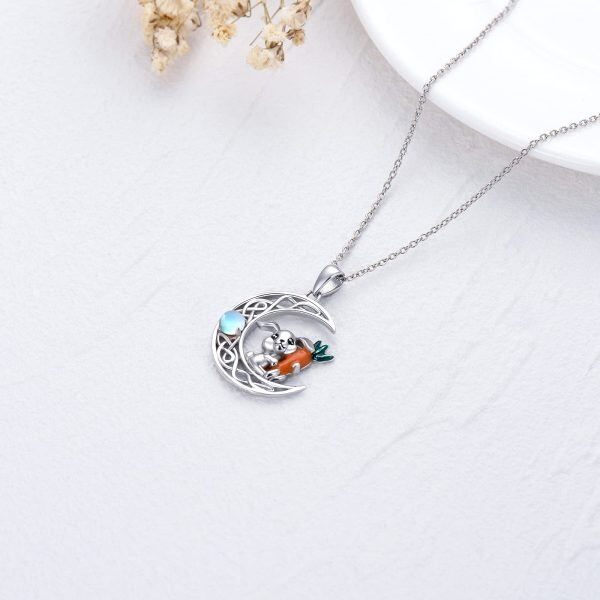 Sterling Silver Moon Rabbit Necklace-2