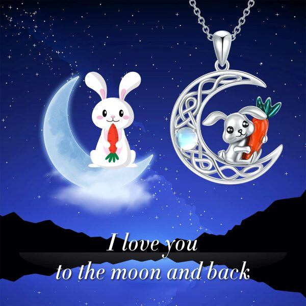 Sterling Silver Moon Rabbit Necklace-4