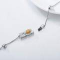 wholesale 925 Sterling Silver Sunflower Urn Charm Bracelet for Women with Gold Plated Flower and Leaf Design-0-2