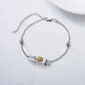 wholesale 925 Sterling Silver Sunflower Urn Charm Bracelet for Women with Gold Plated Flower and Leaf Design-0-3
