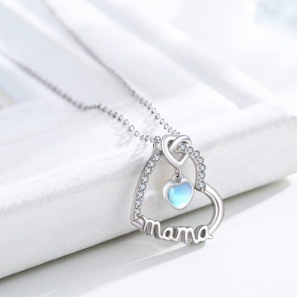 Sterling Silver Heart Mom Necklace-3