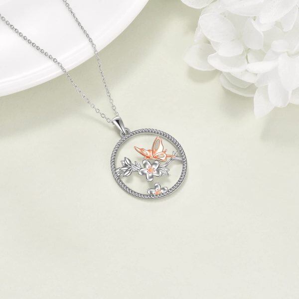 Sterling Silver Butterfly Flower Necklace-2