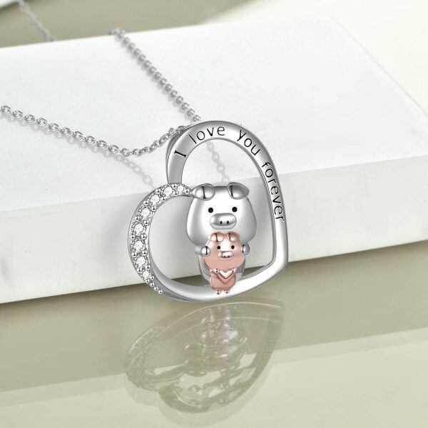 Sterling Silver Pig Necklace-4