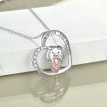 wholesale 925 Sterling Silver Heart Pendant with Pig and Cub Charm Necklace for Women-0-4