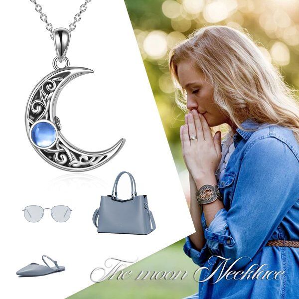 Sterling Silver Celtic Moon Necklace-5