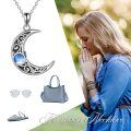 wholesale 925 Sterling Silver Blue Moonstone Crescent Celtic Compass Urn Keepsake Pendant Necklace-0-5