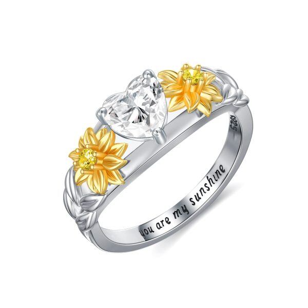 Sterling Silver You Are My Sunshine Embellished Crystal Ring -0