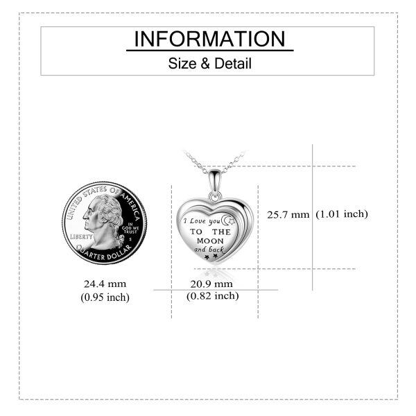 Sterling Sliver I Love You to The Moon and Back Photo Locket Pendant -2