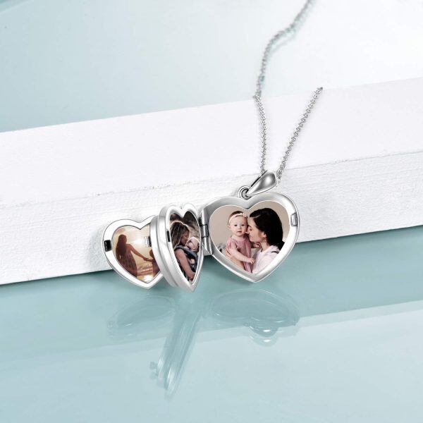 Sterling Sliver I Love You to The Moon and Back Photo Locket Pendant -4