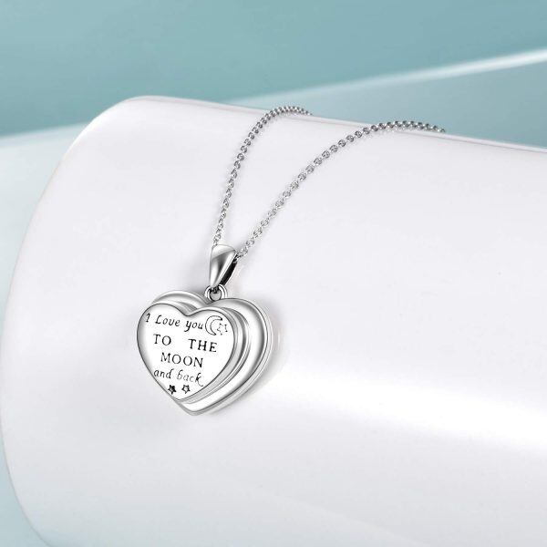 Sterling Sliver I Love You to The Moon and Back Photo Locket Pendant -5