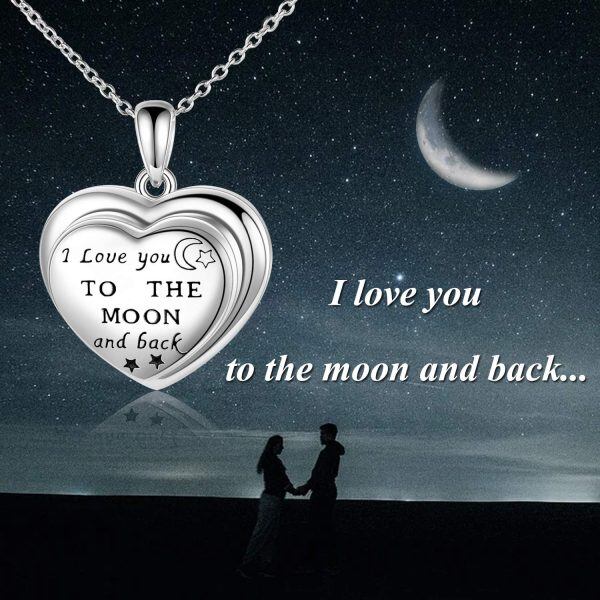 Sterling Sliver I Love You to The Moon and Back Photo Locket Pendant -6