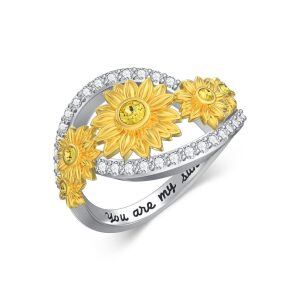 Sterling Silver You Are My Sunshine Band Ring-0