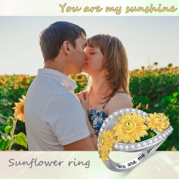 Sterling Silver You Are My Sunshine Band Ring-3