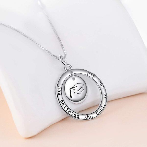 Sterling Silver Inspirational She Believed She Could So She Did Pendant Necklace-1