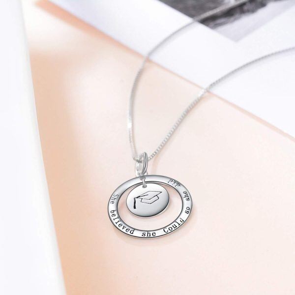 Sterling Silver Inspirational She Believed She Could So She Did Pendant Necklace-2