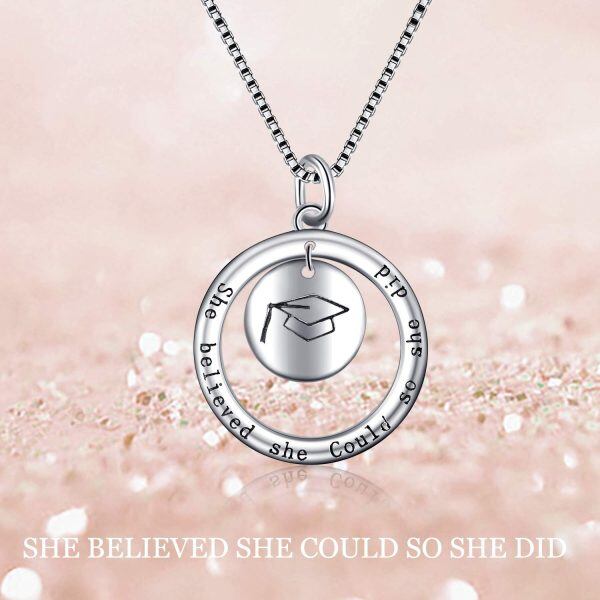 Sterling Silver Inspirational She Believed She Could So She Did Pendant Necklace-3