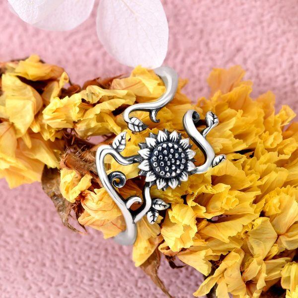 Sterling Silver Vintage Sunflower Open Ring -2