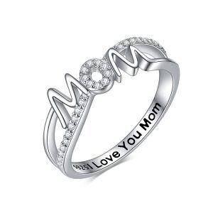 Sterling Silver Mom Mother Rings-0