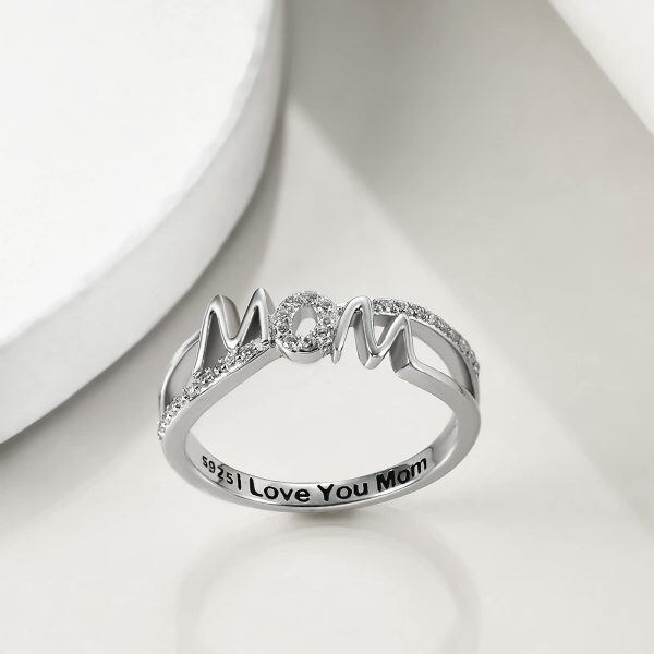 Sterling Silver Mom Mother Rings-2