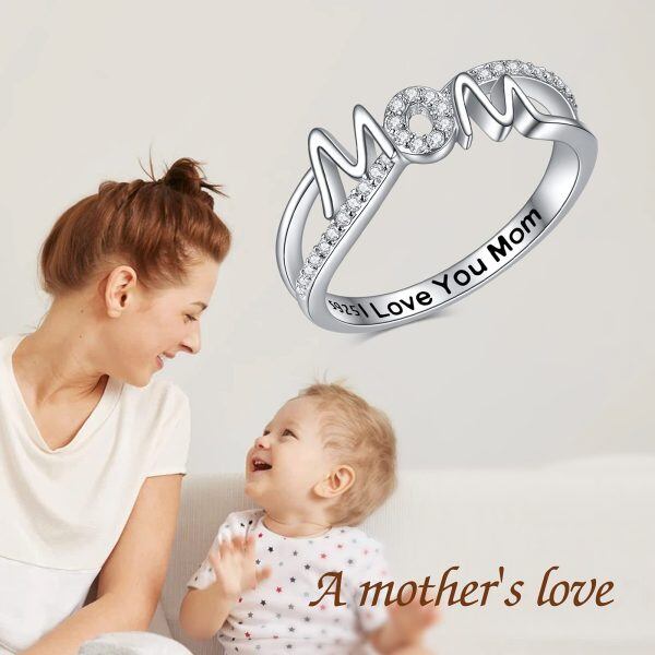 Sterling Silver Mom Mother Rings-4