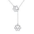 wholesale 925 Sterling Silver Flower Pendant Lariat Necklace Pet Lover Gift for Women-0-0