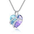 wholesale 925 Sterling Silver Blue & Purple Heart Crystal Pendant Necklace for Women-0-0