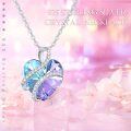 wholesale 925 Sterling Silver Blue & Purple Heart Crystal Pendant Necklace for Women-0-1