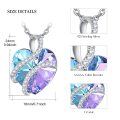 wholesale 925 Sterling Silver Blue & Purple Heart Crystal Pendant Necklace for Women-0-2