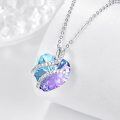 wholesale 925 Sterling Silver Blue & Purple Heart Crystal Pendant Necklace for Women-0-3