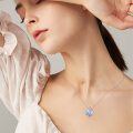 wholesale 925 Sterling Silver Blue & Purple Heart Crystal Pendant Necklace for Women-0-5
