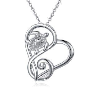 Sterling Silver Turtle Animal Pendant Necklace -0