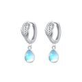 wholesale 925 Sterling Silver Teardrop Moonstone Huggie Hoop Earrings for Women-0-0