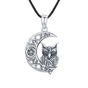 Sterling Silver Owl Lobster Necklace-0