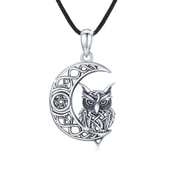 Sterling Silver Owl Lobster Necklace-0