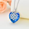 wholesale 925 Sterling Silver Metal Blue Crystal Celtic Knot Heart Pendant Necklace - Irish s for Women-0-1