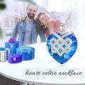 wholesale 925 Sterling Silver Metal Blue Crystal Celtic Knot Heart Pendant Necklace - Irish s for Women-0-3
