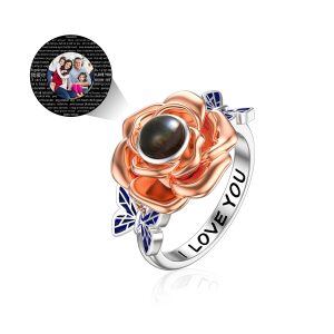 Sterling Sliver Sunflower Ring with I Love You 100 Languages Ring-0