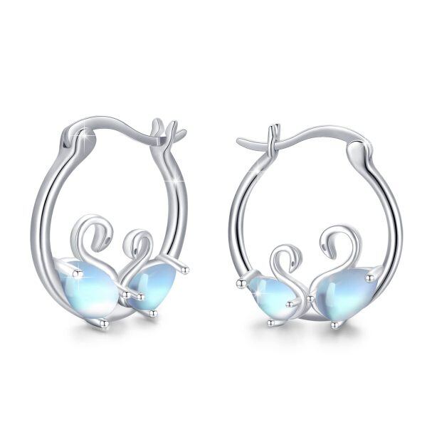 Sterling Silver Cute Animal Swan Stud Earrings -0