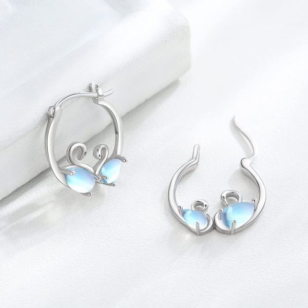 Sterling Silver Cute Animal Swan Stud Earrings -4