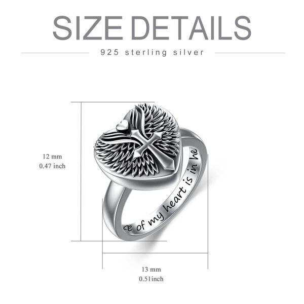 Sterling Silver Cross Urn Cremation Rings-5