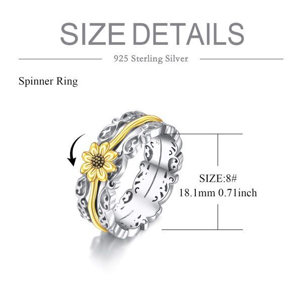 Sterling Silver Filigree Sunflower Fidget Rings -3