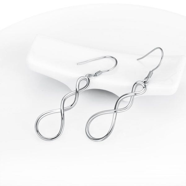 Sterling Silver Twist Hoop Infinity Earrings -3