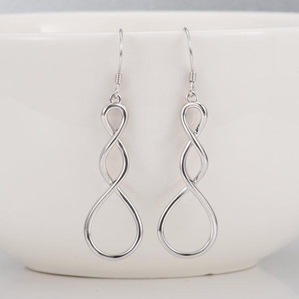 Sterling Silver Twist Hoop Infinity Earrings -5