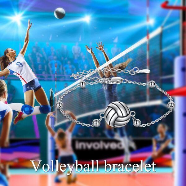 Sterling Silver Volleyball Bracelet Inspirational Bracelets-4