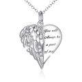 wholesale 925 Sterling Silver Angel Wing & Heart Pendant Necklace - Guardian Memorial Sympathy  for Women and Girls-0-0