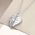 wholesale 925 Sterling Silver Angel Wing & Heart Pendant Necklace - Guardian Memorial Sympathy  for Women and Girls-0-1