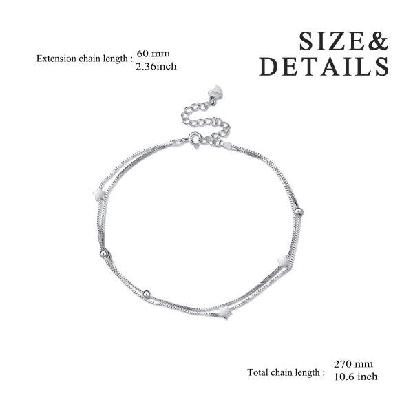 Sterling Silver Stars Anklet Double Layered Chain Ankle Bracelets-3