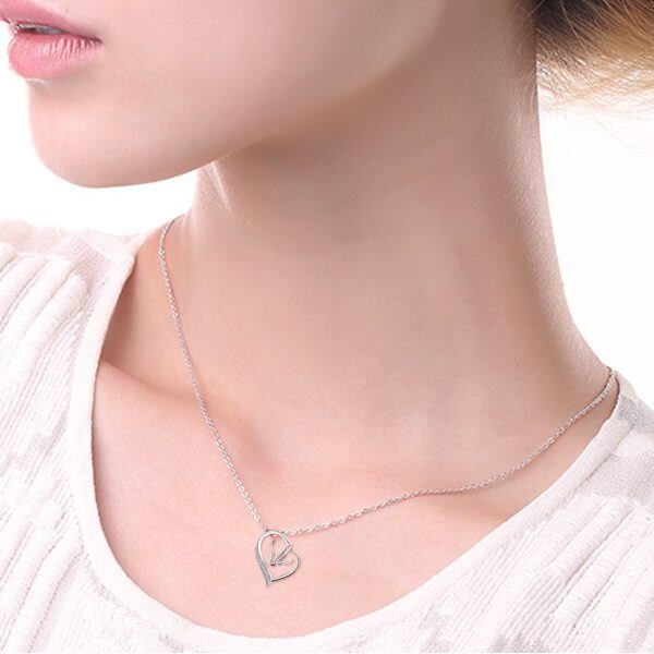 Sterling Silver Heart Pendant Necklace -4