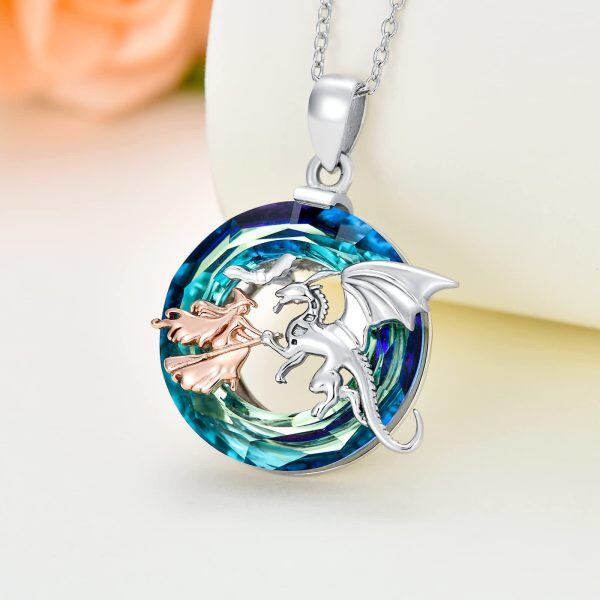 Sterling Silver Dragon Pendant Necklace-1