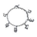 wholesale 925 Sterling Silver Matte Texture Ocean Life Charm Bracelet with Fish & Crab Pendants for Men-0-0